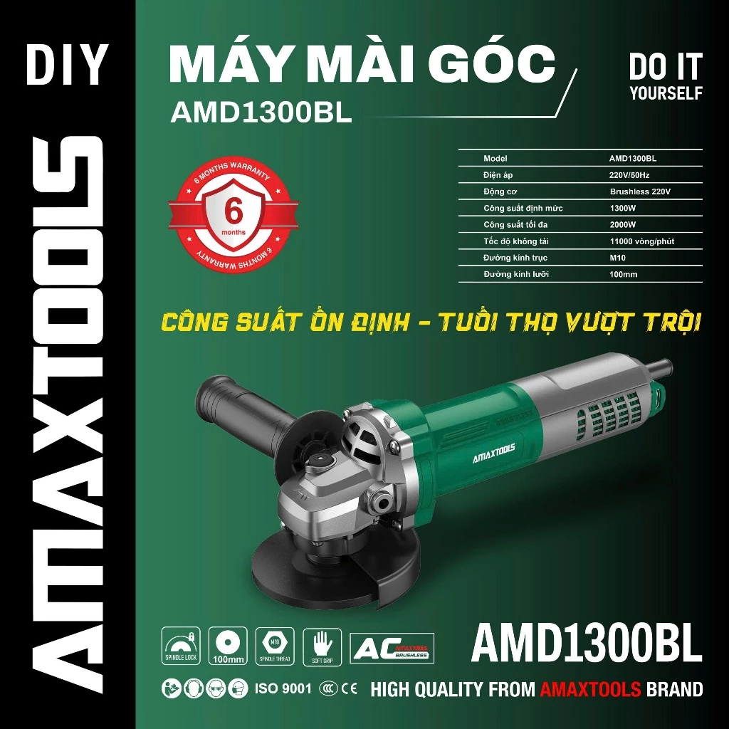 Máy Mài Điện Không Chổi Than Amaxtools AMD950BL 950W 100mm