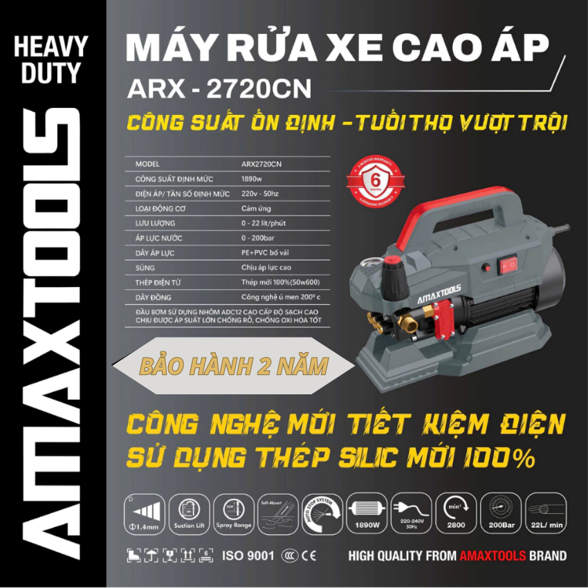 Máy Rửa Xe Cao áp 200Bar Amaxtools ARX2720CN