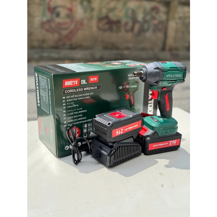 Combo Bulong Pin 21v Amaxtools ABL40112 Lực Siết 350Nm