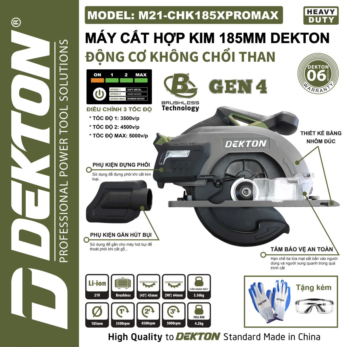 Máy Cắt Hợp Kim Dùng Pin 185mm Dekton M21-CHK185XPROMAX