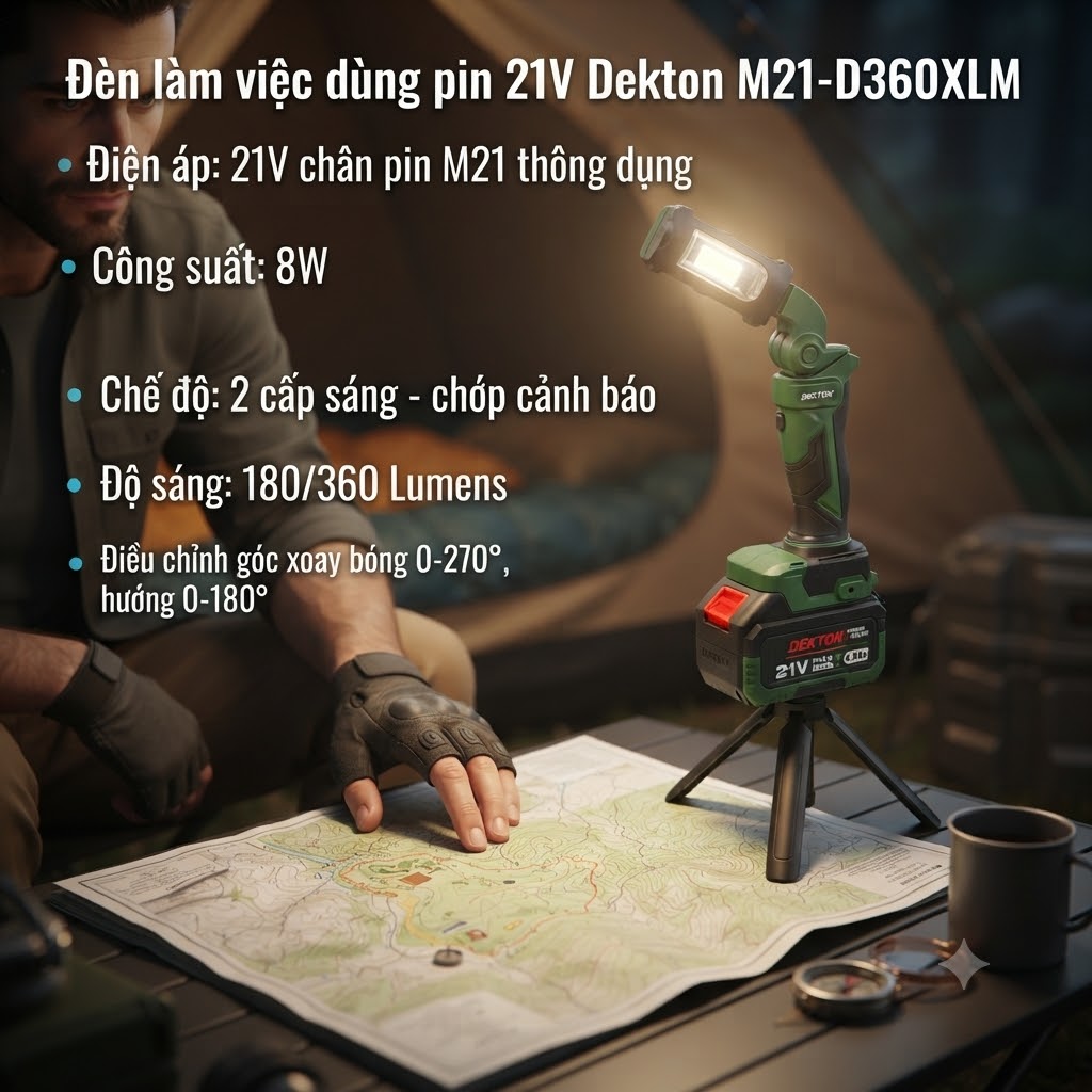 Đèn Pin Dekton M21-D360XLM - Xoay Đa Hướng - 360 Lumens - Chân Pin Phổ Thông