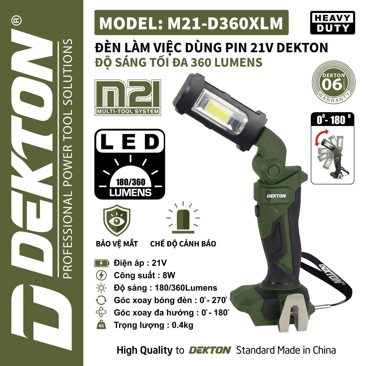 Đèn Pin Dekton M21-D360XLM - Xoay Đa Hướng - 360 Lumens - Chân Pin Phổ Thông oliu