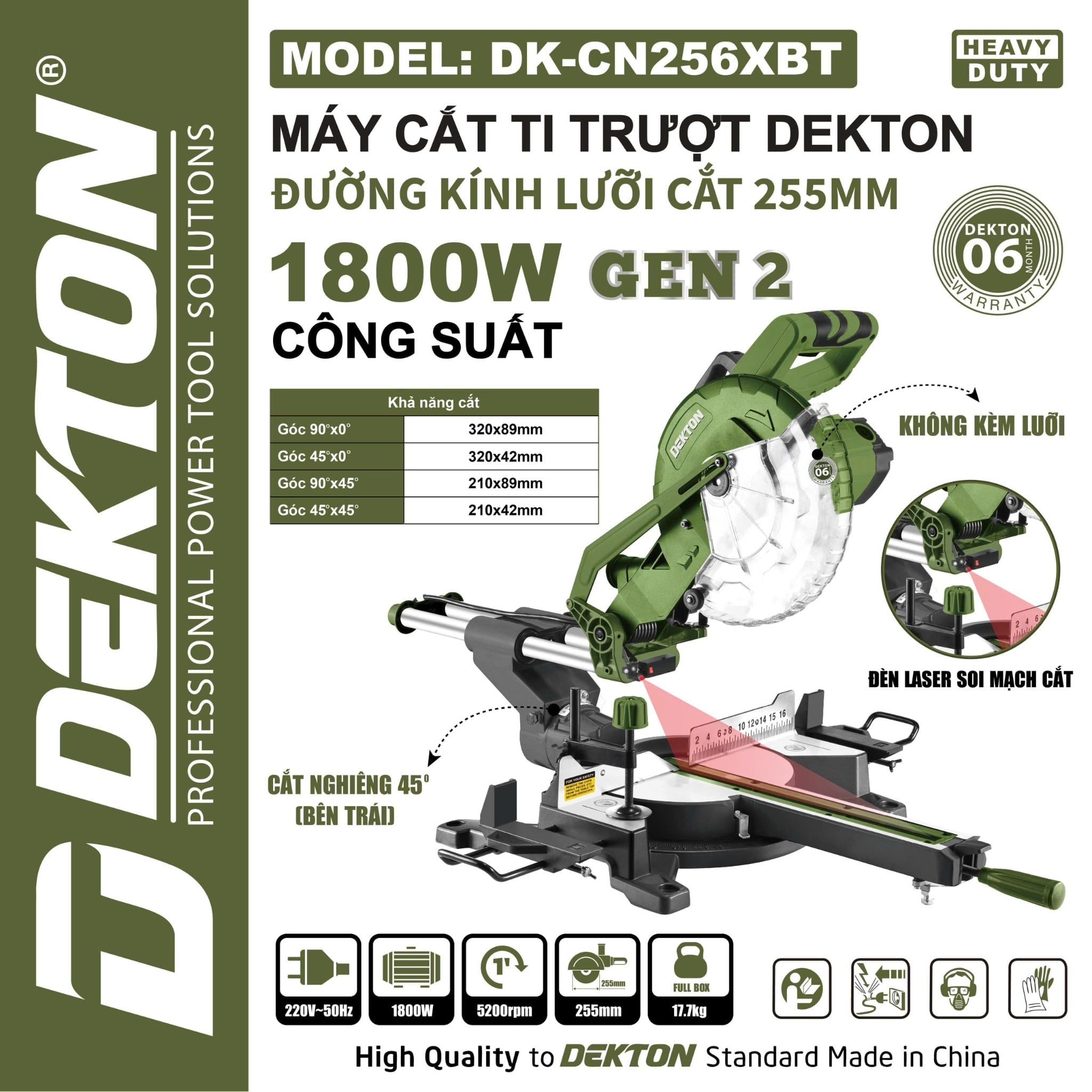 Máy Cắt Trượt 255MM DEKTON DK-CN256XBT