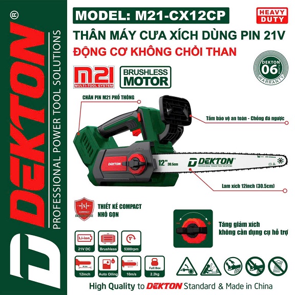 Máy Cưa Xích 12 Inch Dekton Pin 21V M21-CX12CP