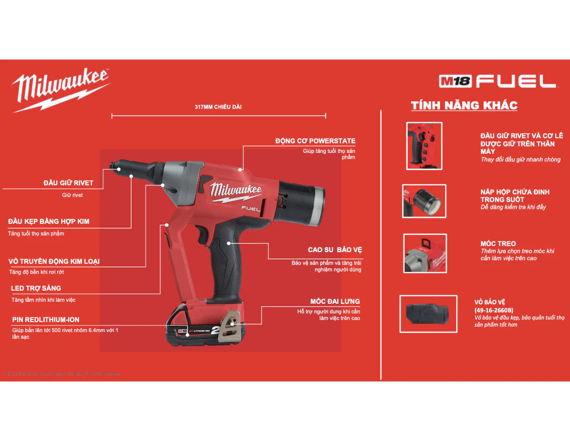 M&aacute;y Bắn đinh R&uacute;t Milwaukee M18 FRT-0X0