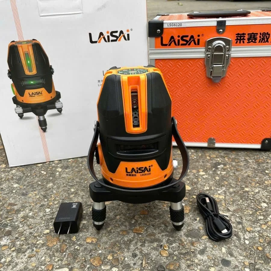 Máy Cân Bằng Laser 5 Tia Xanh LAISAI LSG 6120 - 4 Tia đứng, Chấm Dọi, Bù Nghiêng 3°