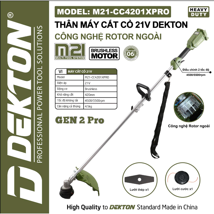 Máy Cắt Cỏ Pin 21V Dekton M21-CC4201XPRO