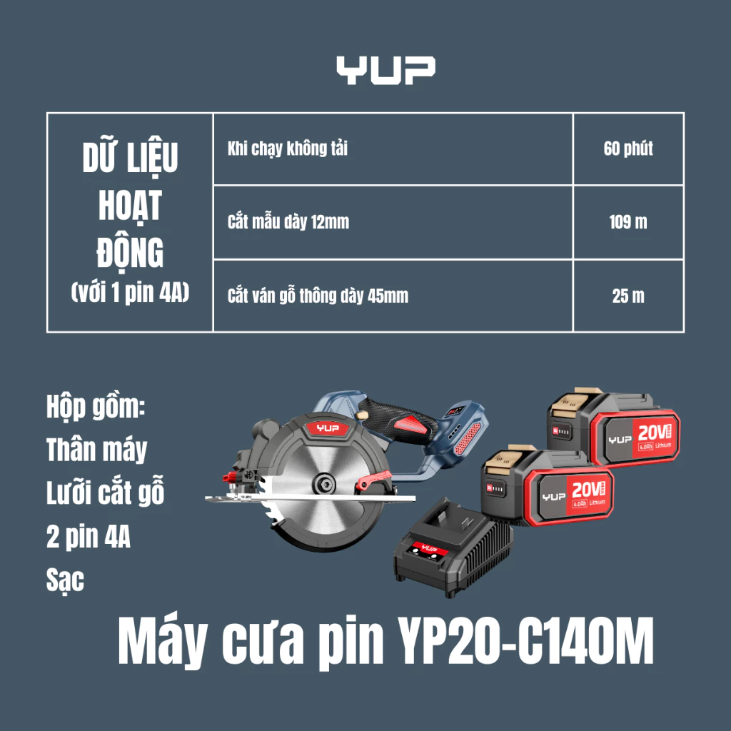 Máy Cắt Đa Năng Pin 20V YUP YP20 C140 140mm Chính Hãng