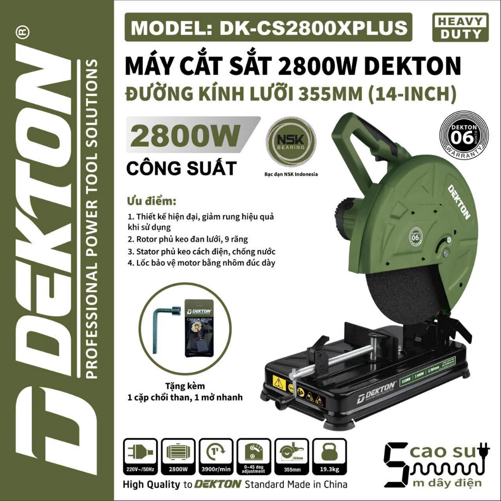 Máy Cắt Sắt Bàn DEKTON DK-CS2800XPLUS 2800W 355mm