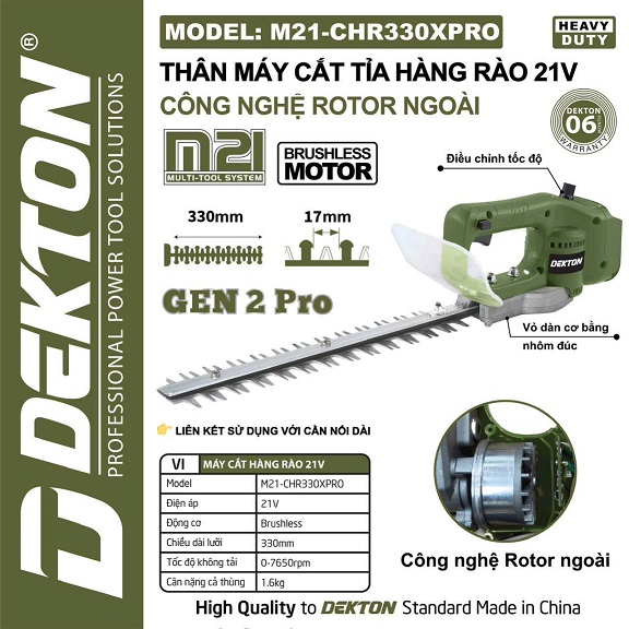 Máy Cắt Tỉa Hàng Rào Dekton M21-CHR330XPRO Chính Hãng