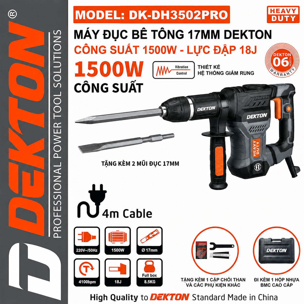 Máy Chuyên đục Bê Tông 17mm Dekton DK-DH3502PRO