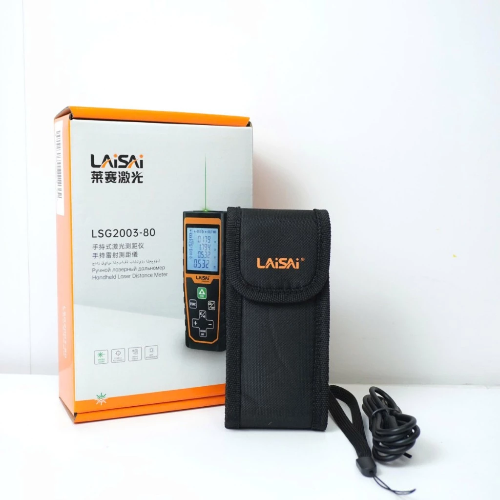 Máy đo Khoảng Cách Tia Xanh 80m LAISAI LSG2003-80, Chính Xác ±1mm, đo Góc 360°