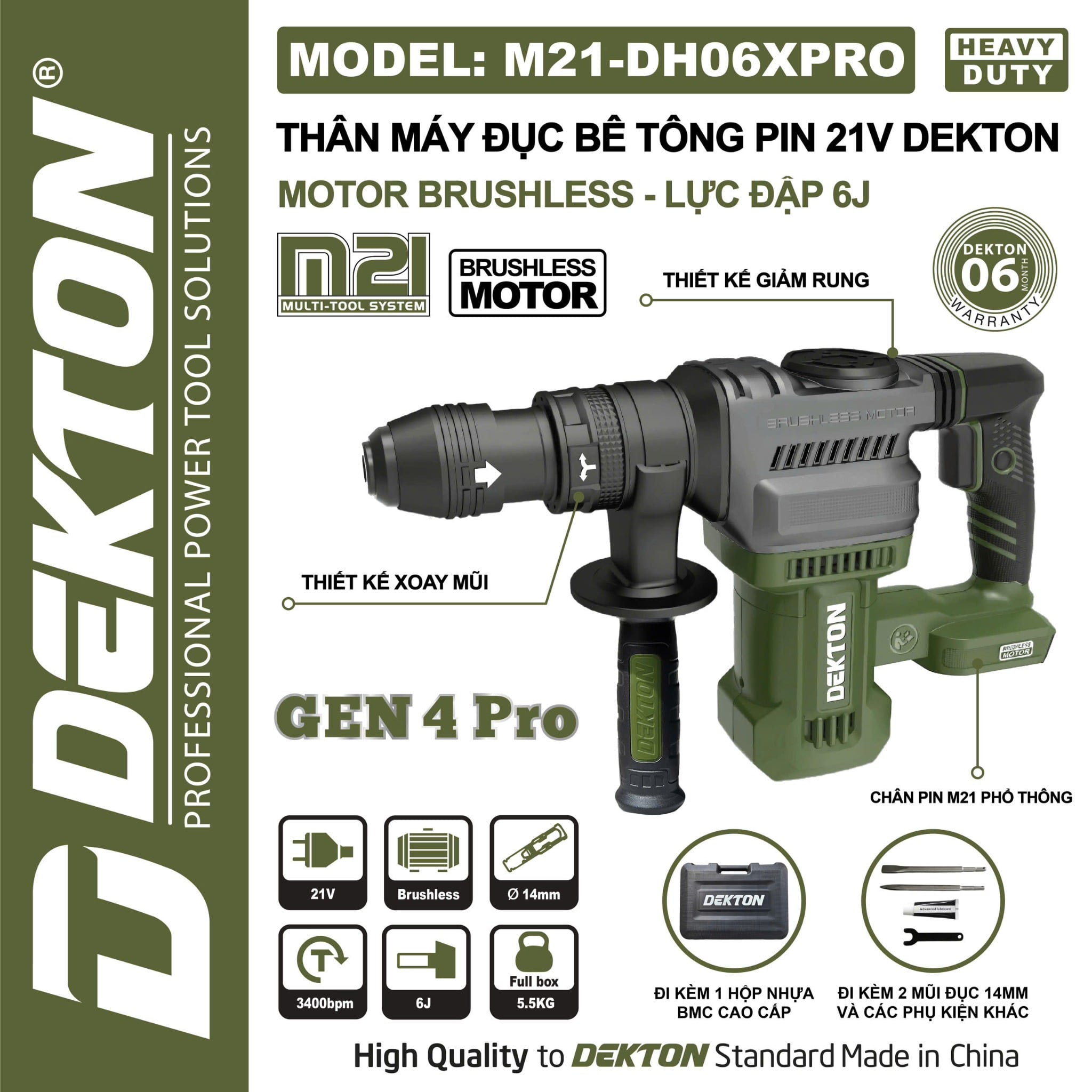 Máy đục Bê Tông Pin Dekton M21-DH06XPRO