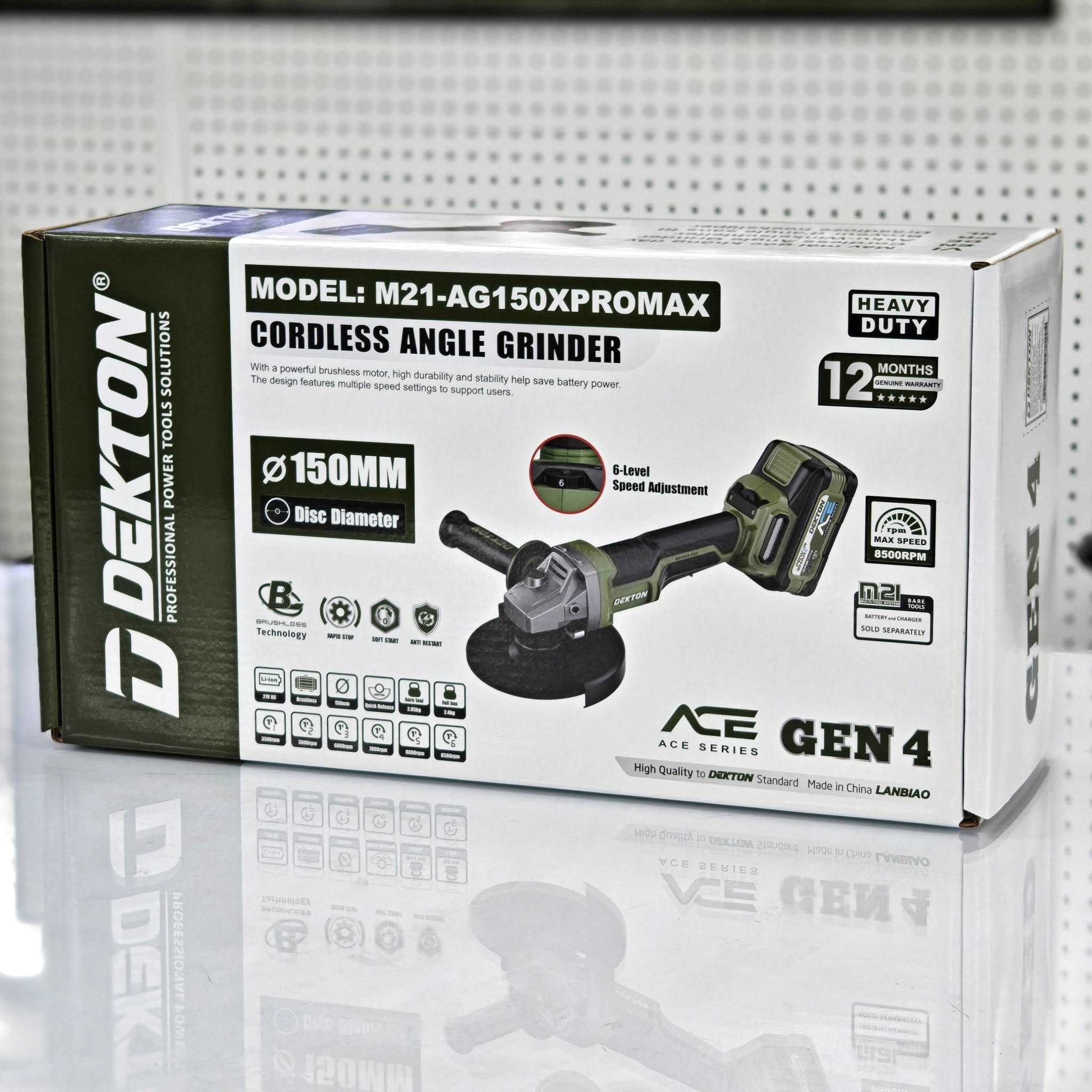 Máy Mài Góc Dekton 150mm Pin 21V AG150XPROMAX, Tốc Độ 8500PRM