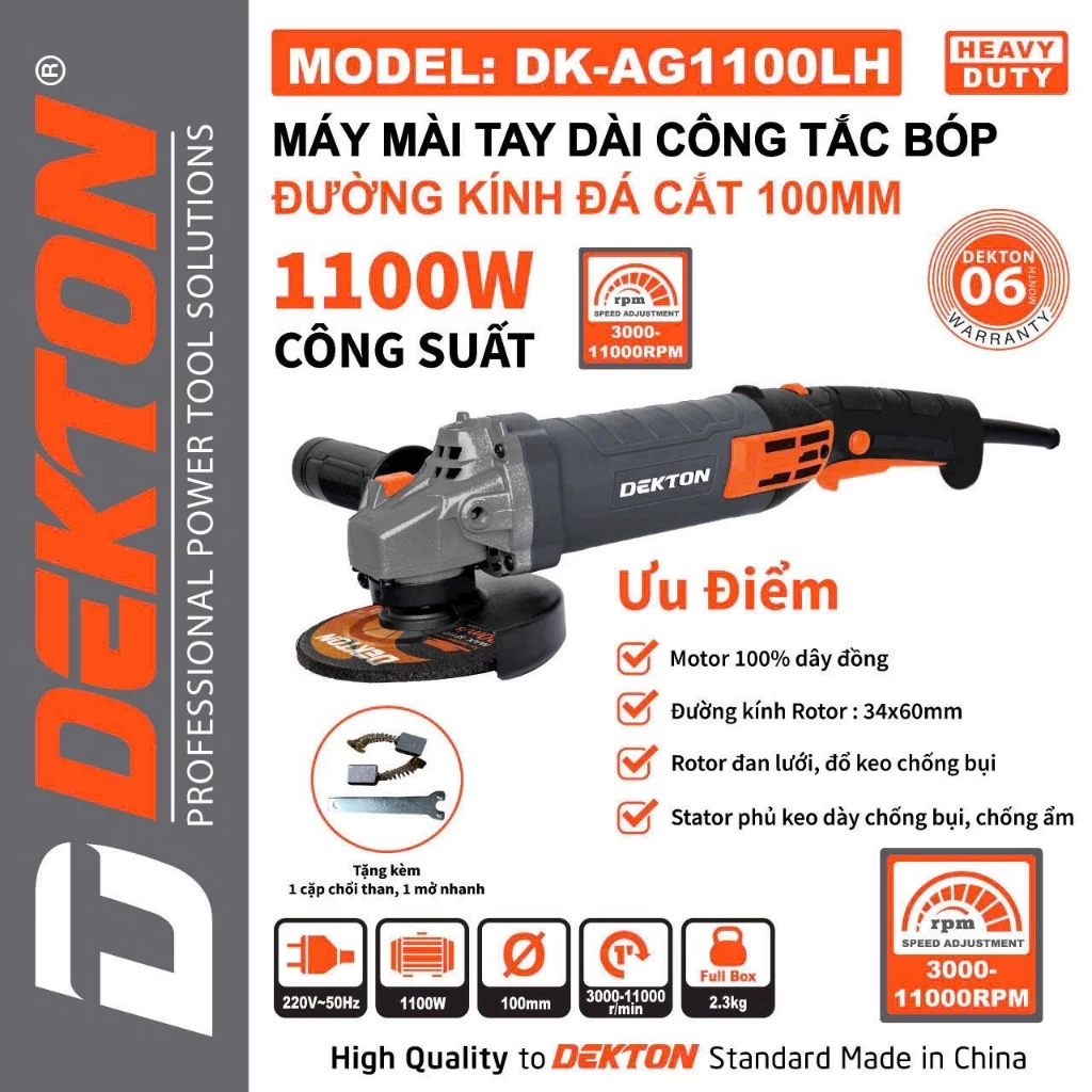 Máy Mài Tay Dài Công Tác Bóp DEKTON DK AG1100LH