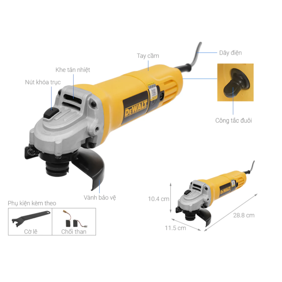Máy Mài Góc DeWalt DW810B-B1 - Công Suất 710W, Cỡ Lưỡi 100mm, Công Tắc Đuôi