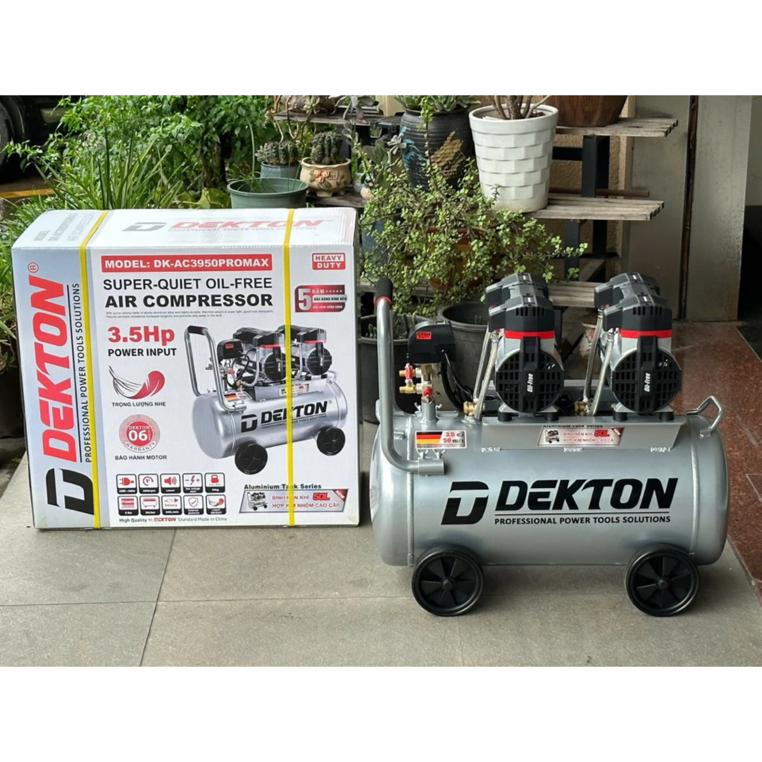 Máy Nén Khí Nhôm Không Dầu Dekton 50 Lít DK-AC3950PROMAX 3.5HP - Nạp Hơi 56s - Áp Lực 8 Bar