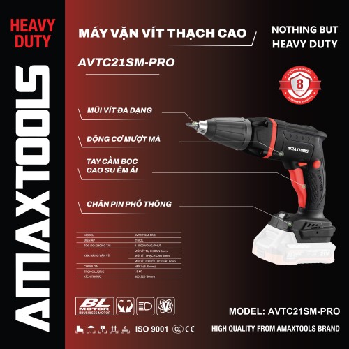 Máy Vặn Vít AMAXTOOLS AVTC21SM-PRO Nhỏ Gọn - Tiện Lợi