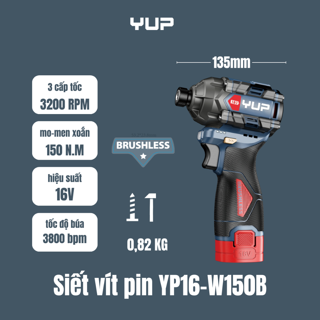 Máy Vặn Vít Pin 16V 150Nm Yupai YP16 W150B Chính Hãng