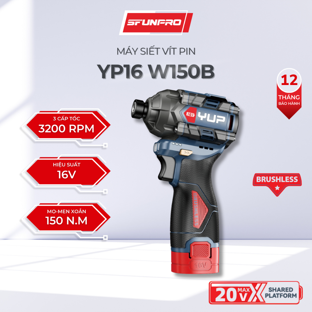 Máy Vặn Vít Pin 16V 150Nm Yupai YP16 W150B Chính Hãng