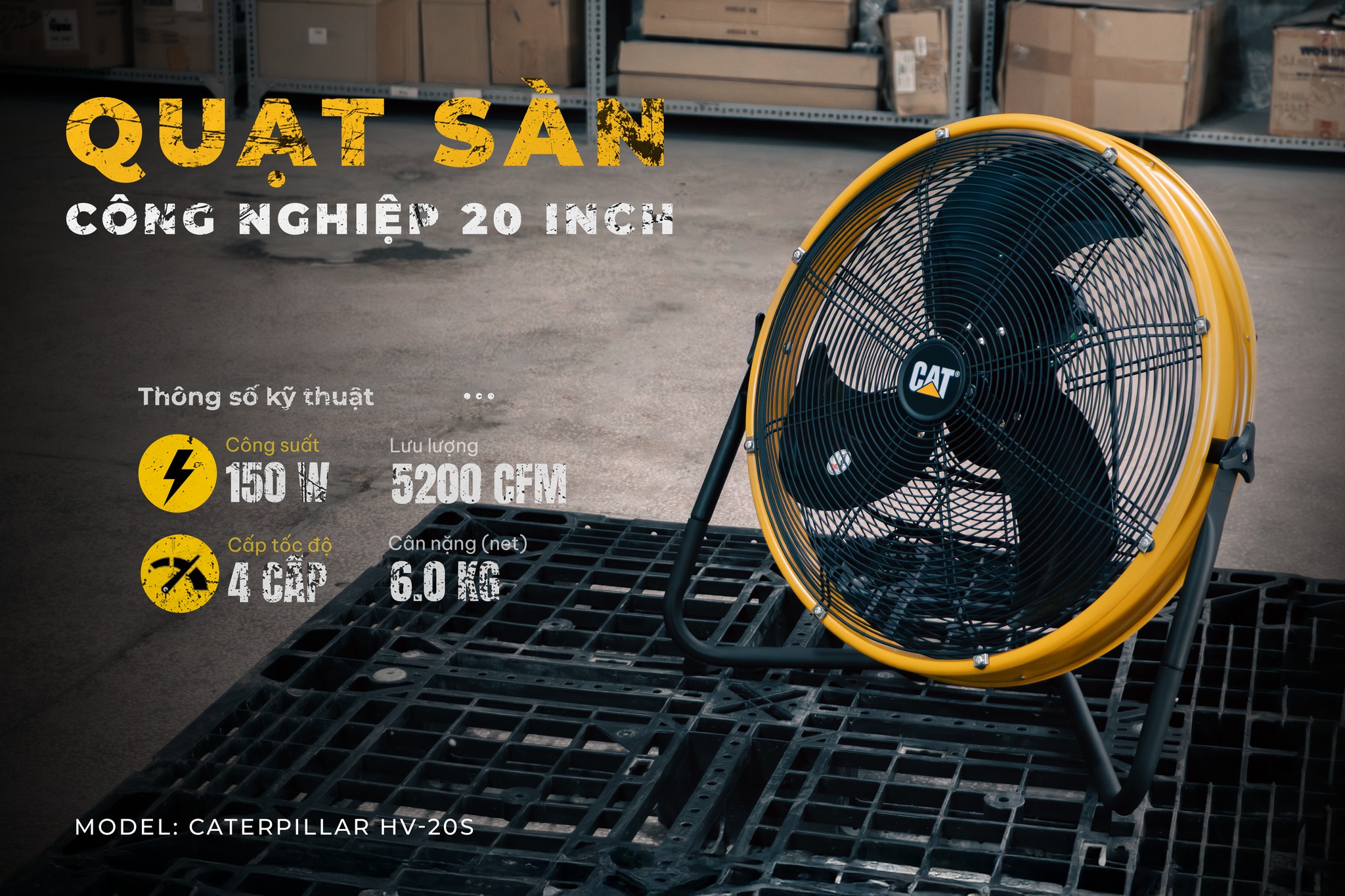Quạt sàn công nghiệp Caterpillar 20 inch HV-20S 7