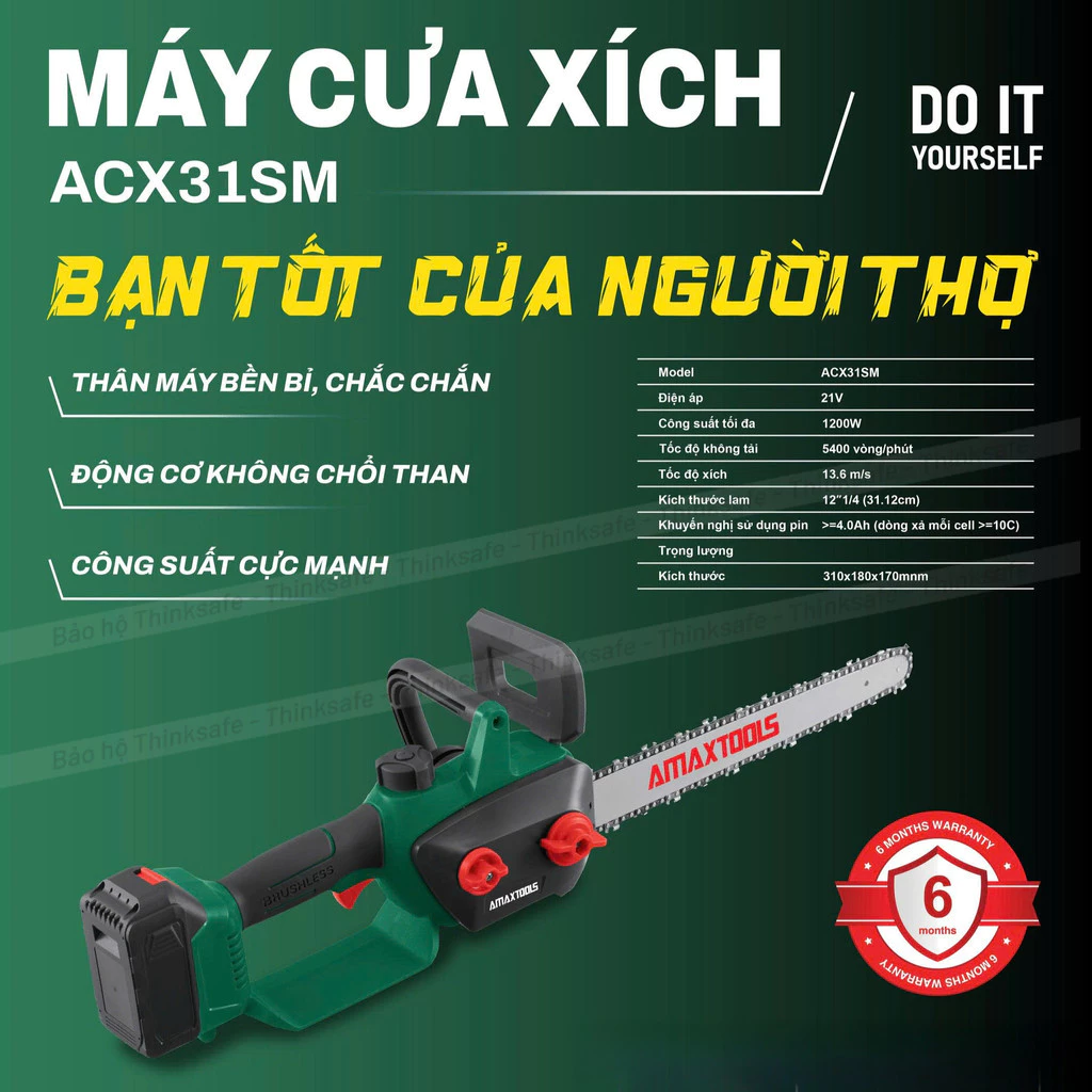 Máy Cưa Xích Pin 21V AMAXTOOLS ACX31SM
