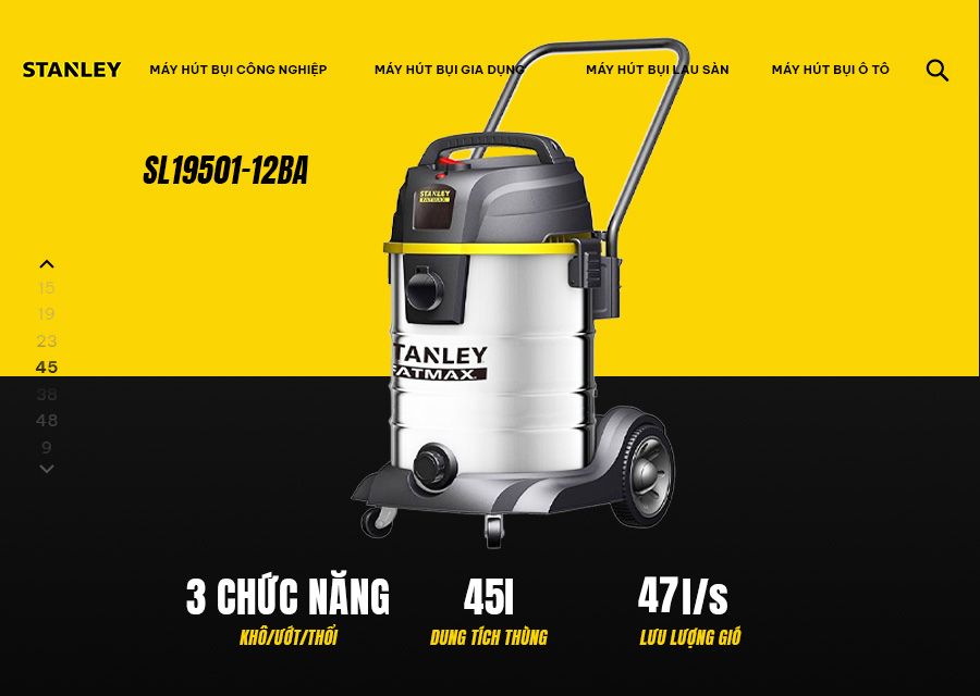 M&aacute;y h&uacute;t bụi C&ocirc;ng nghiệp 3 chức năng 45L Stanley SL19501-12BA