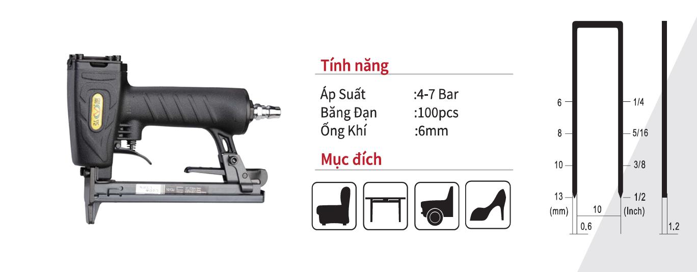 Súng Bắn Đinh U Dùng Hơi HyBest 1013J Chính Hãng, Bắn Đinh 6–13mm