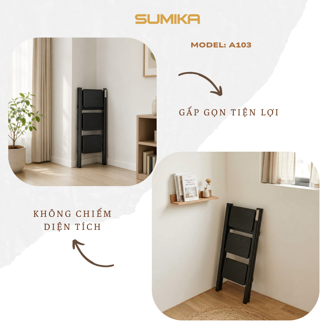 Thang Ghế 3 Bậc SUMIKA A103 - Thép Sơn Tĩnh điện, Tải 150kg