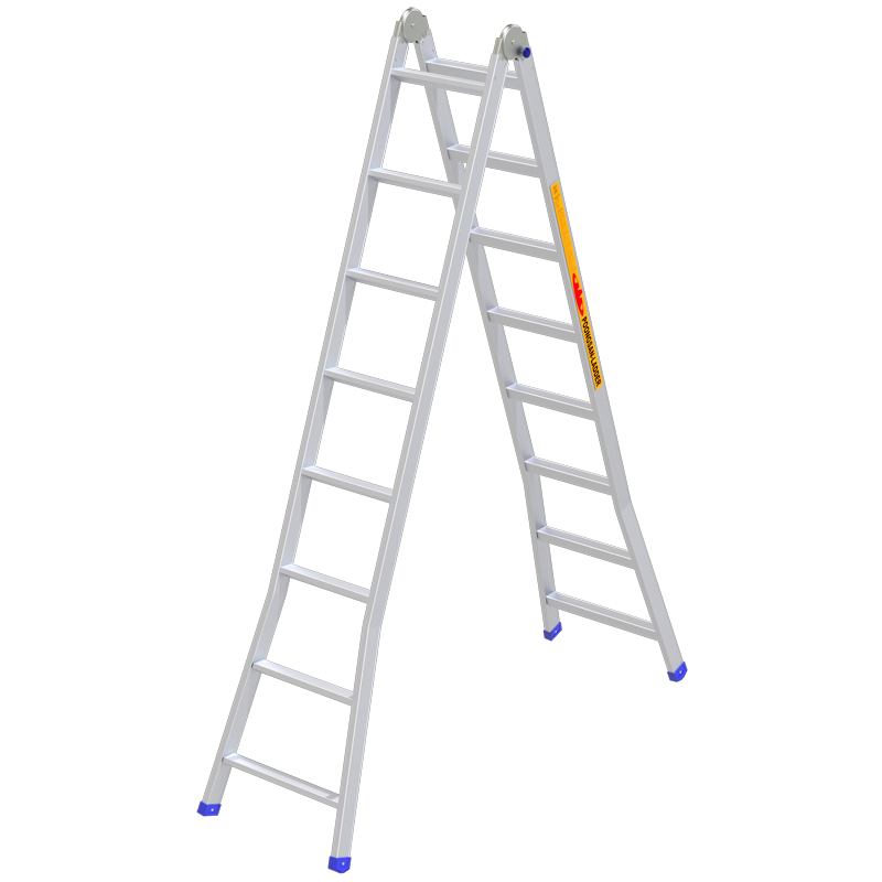 Thang Nhôm Chữ A Cao 2m34 8 Bậc Khóa Sập Tự Động Poongsan OA-8