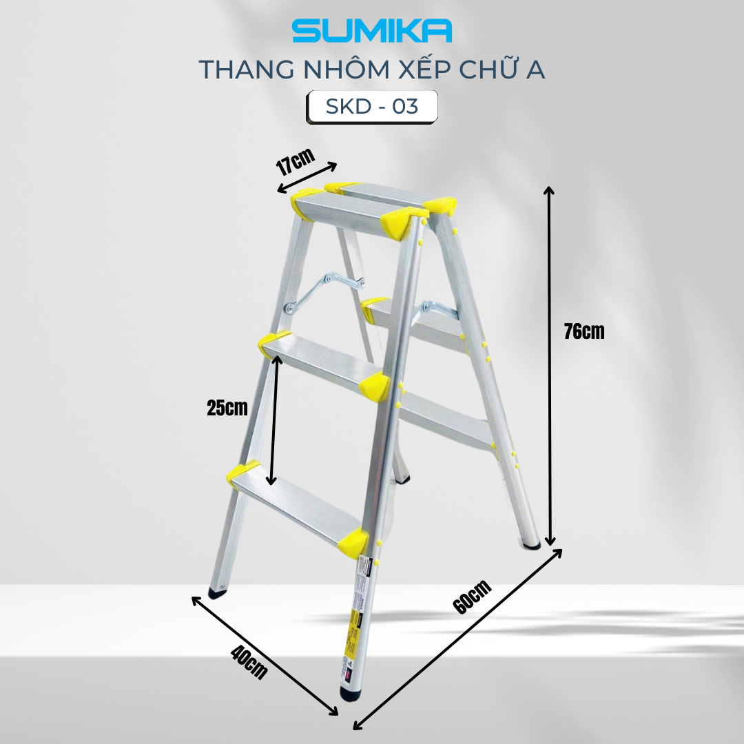 Thang Nh&ocirc;m Dạng Bậc Ghế SUMIKA SKD03 - Xếp Chữ A 2x3, Tải 100kg