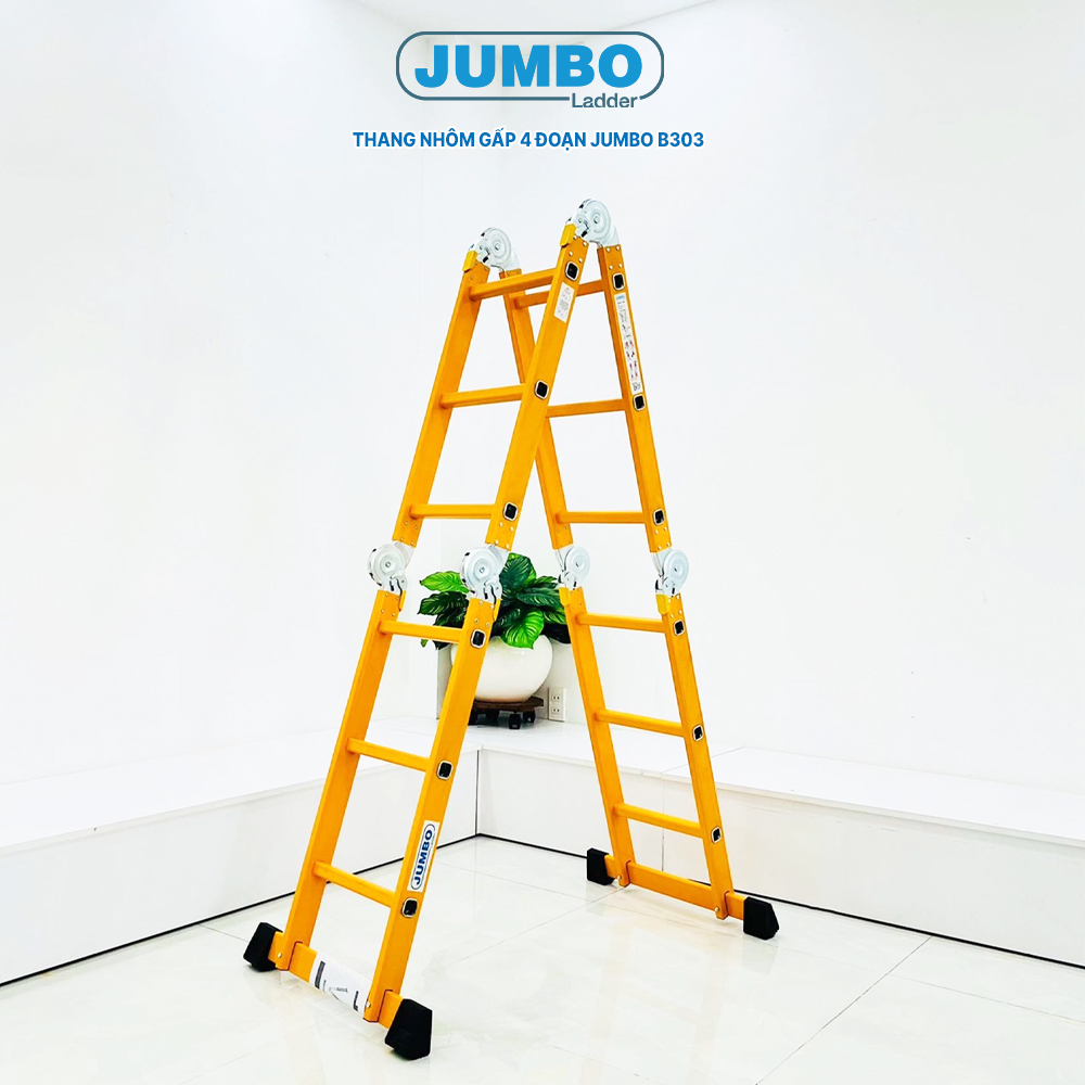 Thang nhôm gấp 4 đoạn JUMBO B303, chữ A cao 1.7m