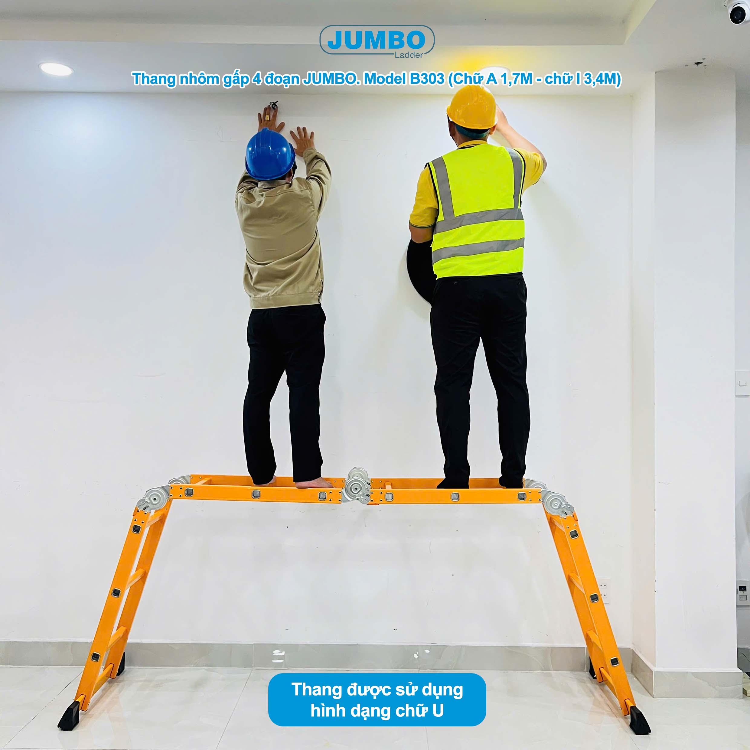 Thang nhôm gấp 4 đoạn JUMBO B303, chữ A cao 1.7m 9