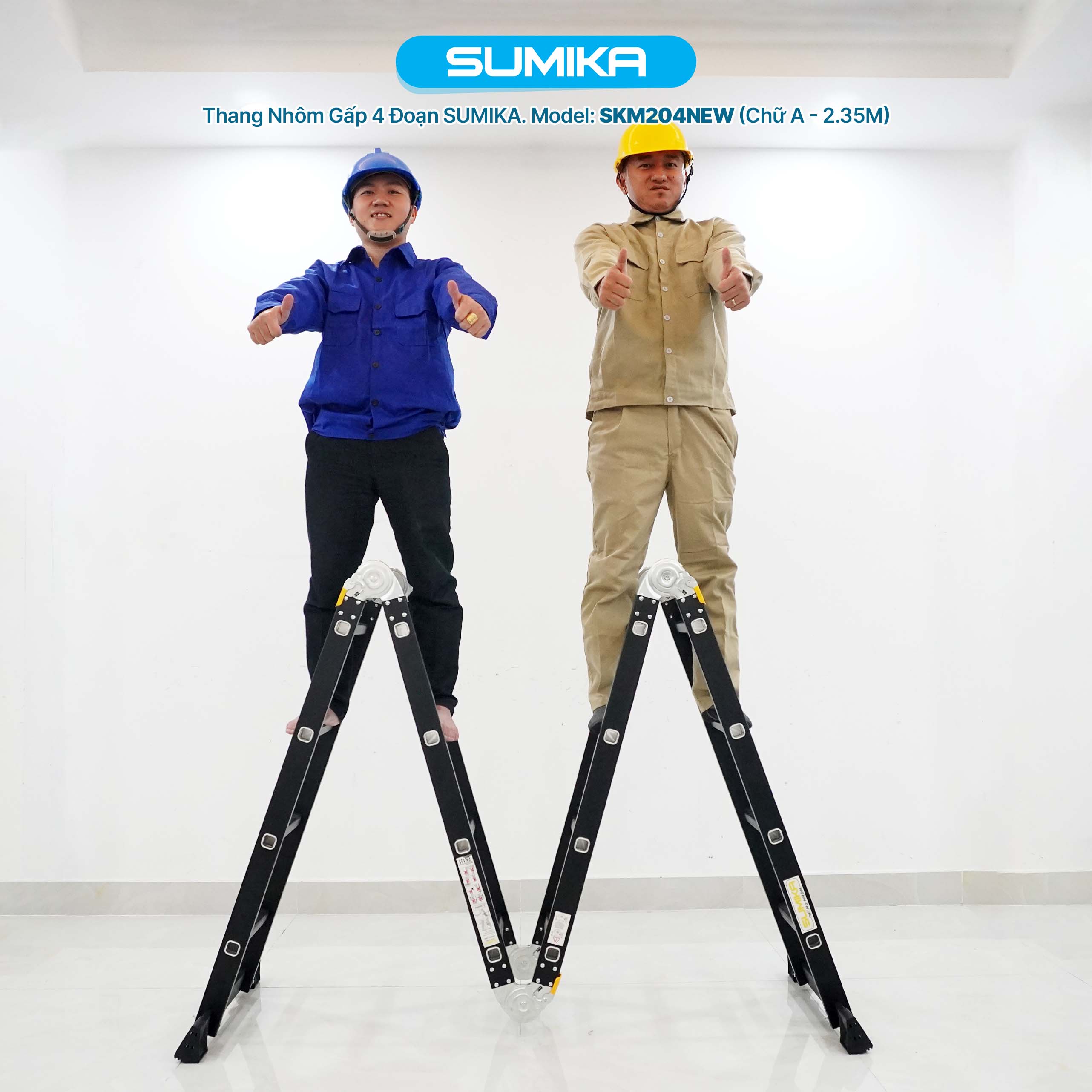 Thang nhôm gấp 4 đoạn Sumika SKM204 NEW, chữ A cao 2.26m 6