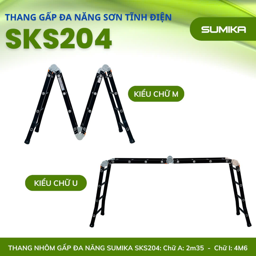 Thang Nh&ocirc;m Gấp 4 đoạn SUMIKA SKS204 - Chữ A 2.35m