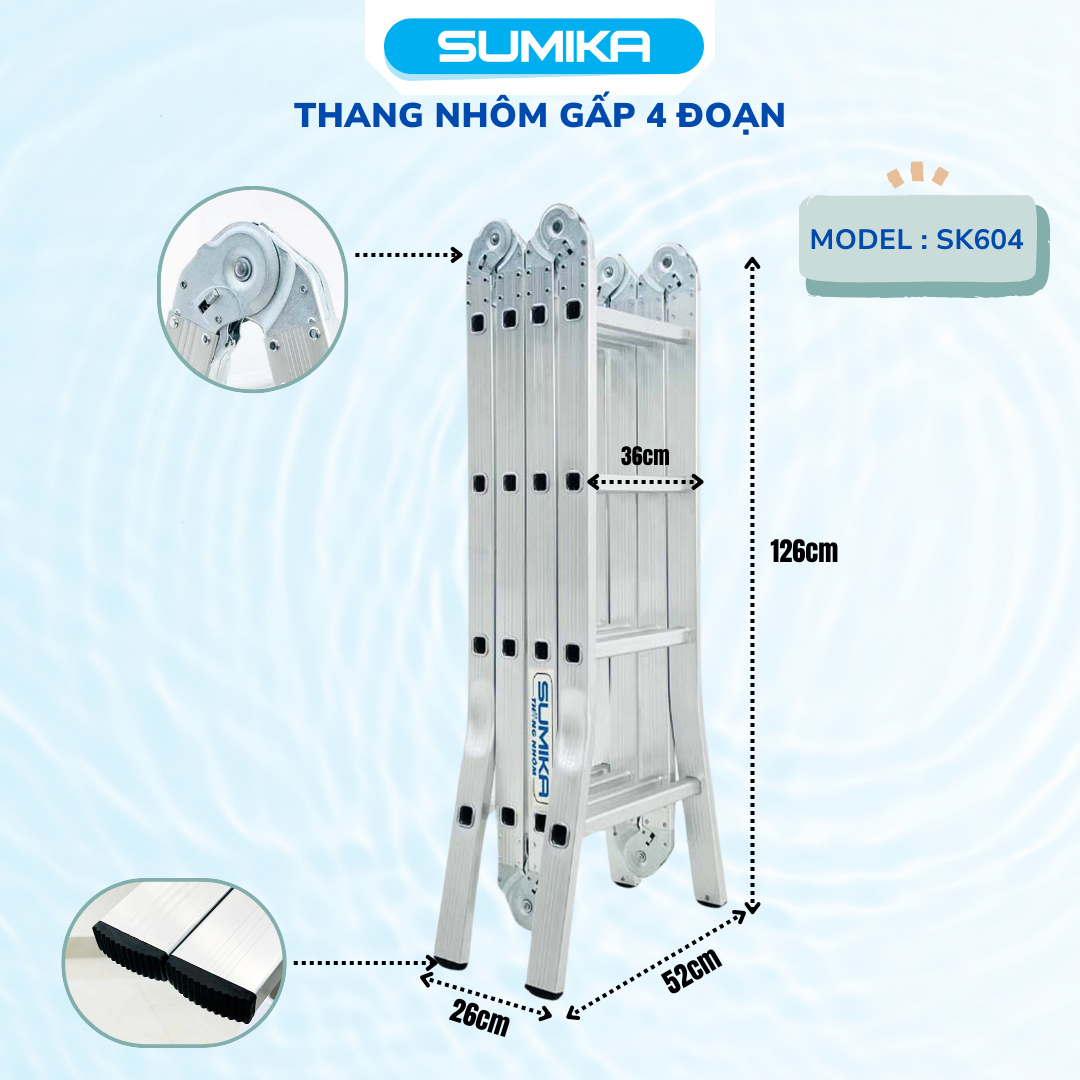 Thang Nh&ocirc;m Gấp đa Năng 4 đoạn 16 Bậc SUMIKA SK604