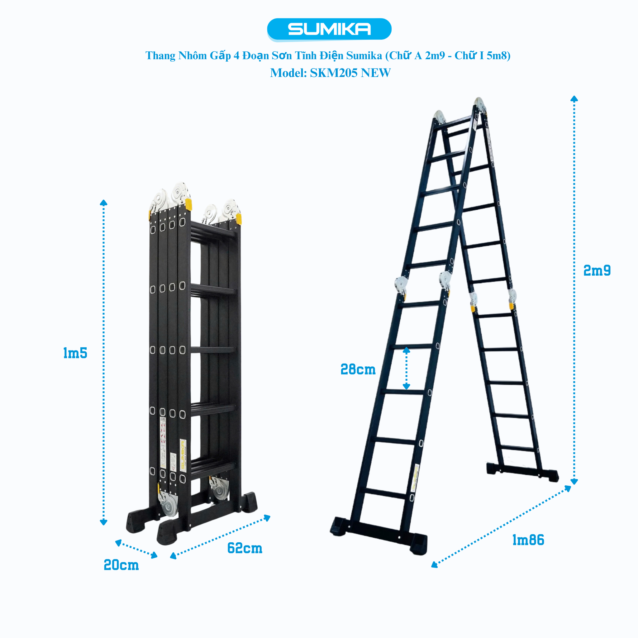 Thang Nh&ocirc;m Gấp đa Năng 4 đoạn SUMIKA SKM205 NEW