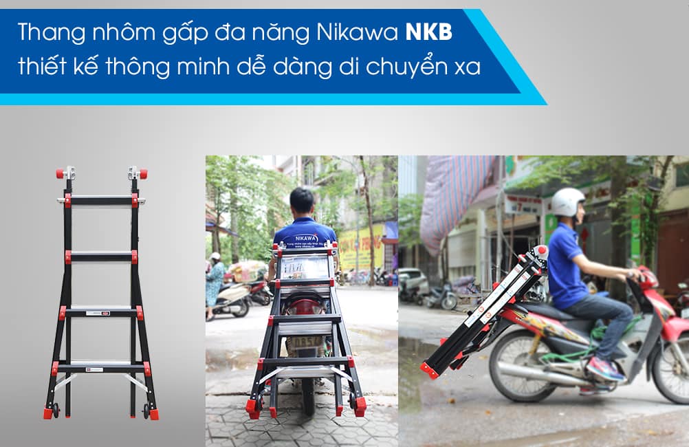 Thang nhôm gấp đa năng Nikawa NKB45 dễ dàng gấp gọn, bền chắc, chính hãng