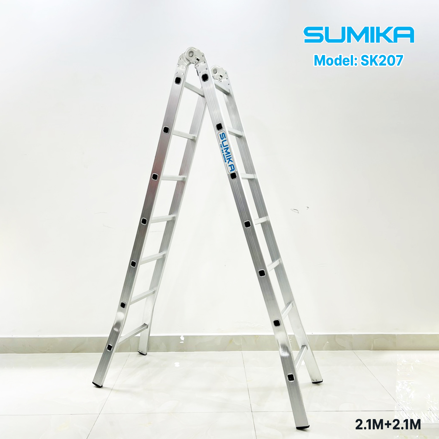 Thang Nhôm Gấp đa Năng SUMIKA SK207 2 đoạn 12 Bậc Gọn Nhẹ Chuẩn EN131
