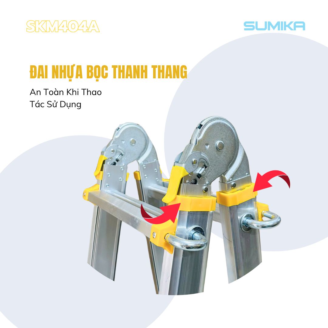 Thang Nhôm Gấp đa Năng SUMIKA SKM404A - Rút Lồng Chữ A, Cao 4.6m, Tải 300kg