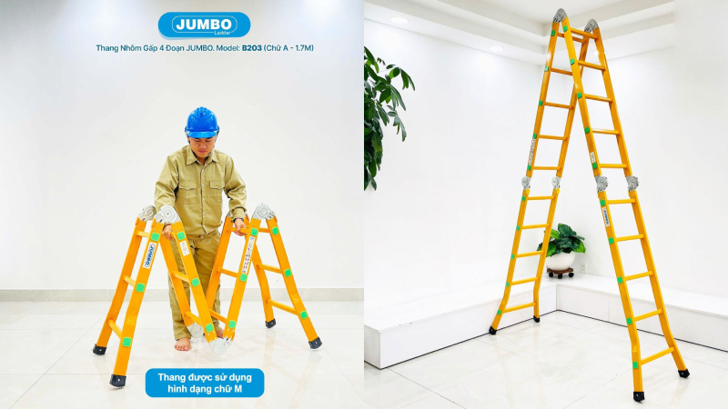 Sử dụng thang nh&ocirc;m Jumbo trong ng&agrave;nh điện lực, viễn th&ocirc;ng, lắp đặt camera