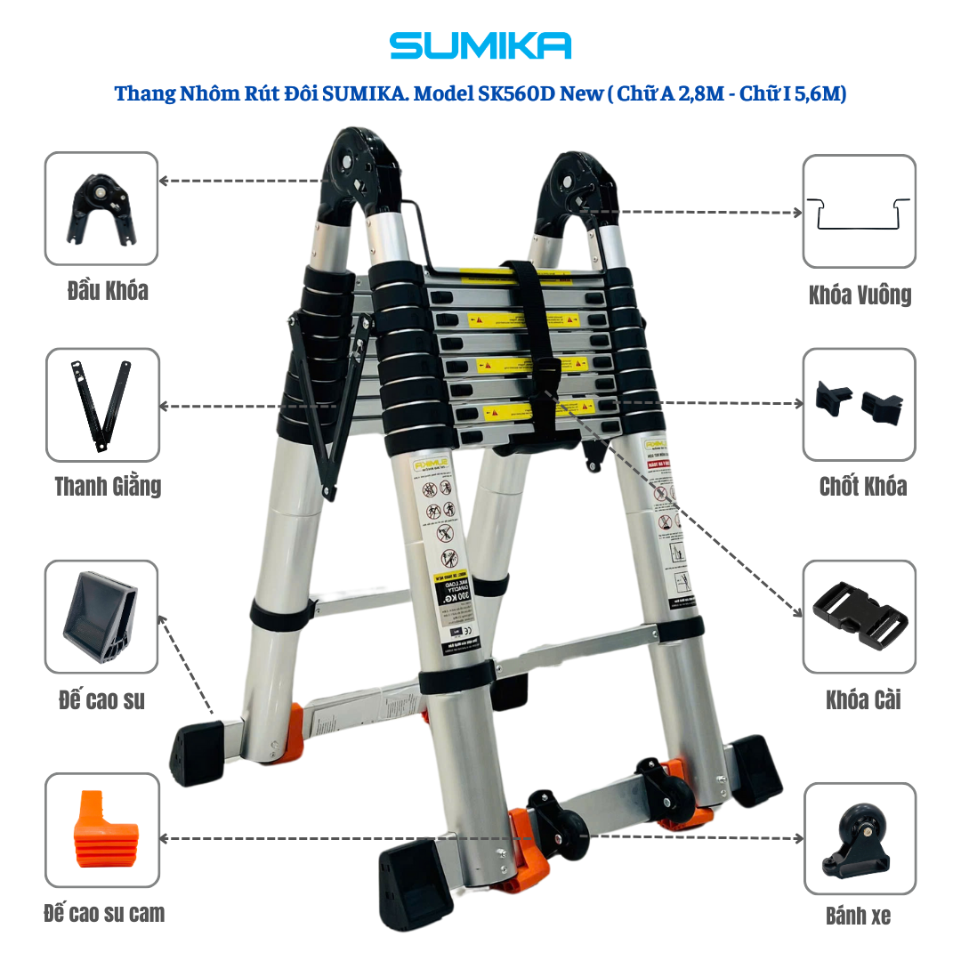 Thang Nh&ocirc;m R&uacute;t Chữ A SUMIKA SK560D NEW