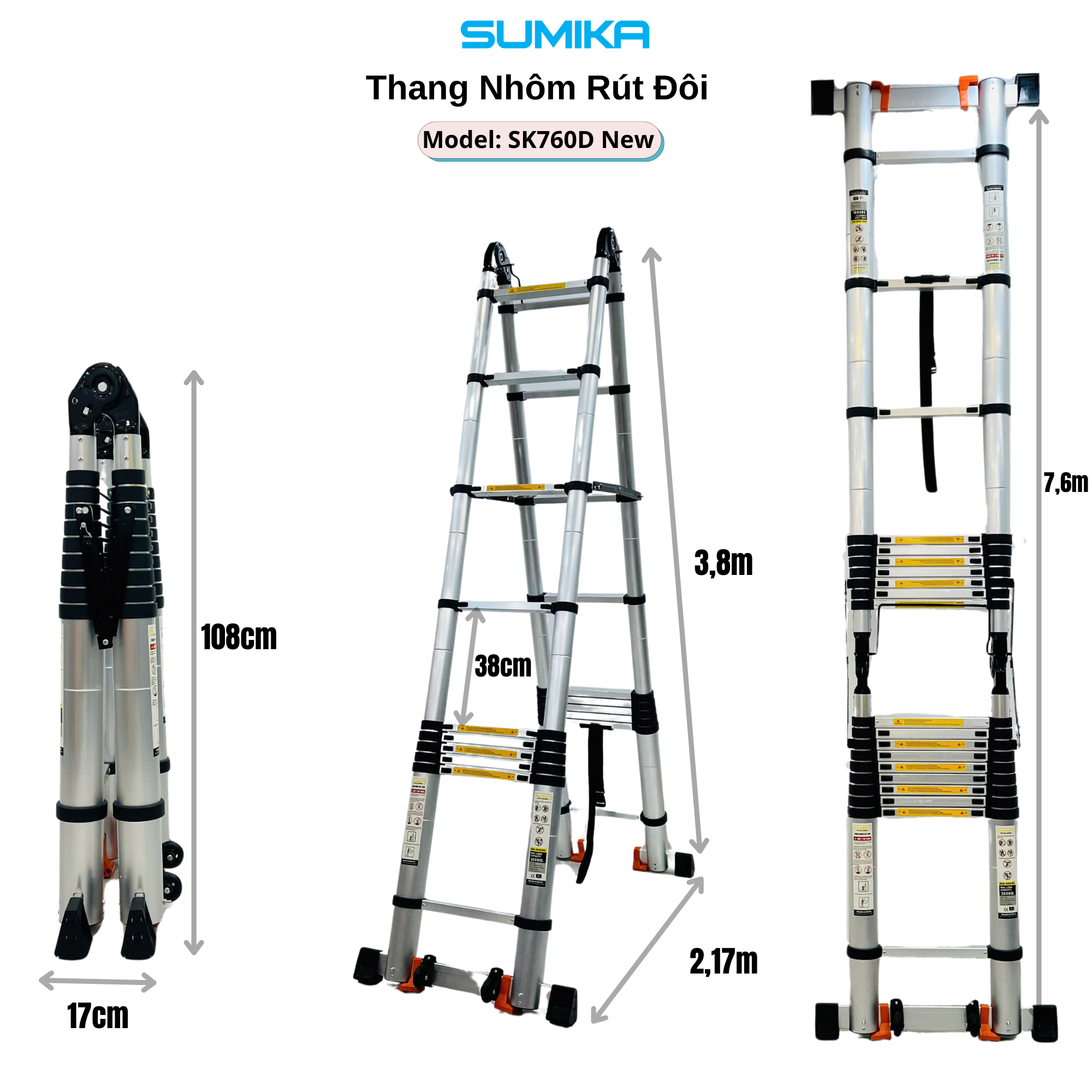 Thang Nh&ocirc;m R&uacute;t Chữ A SUMIKA SK760D NEW
