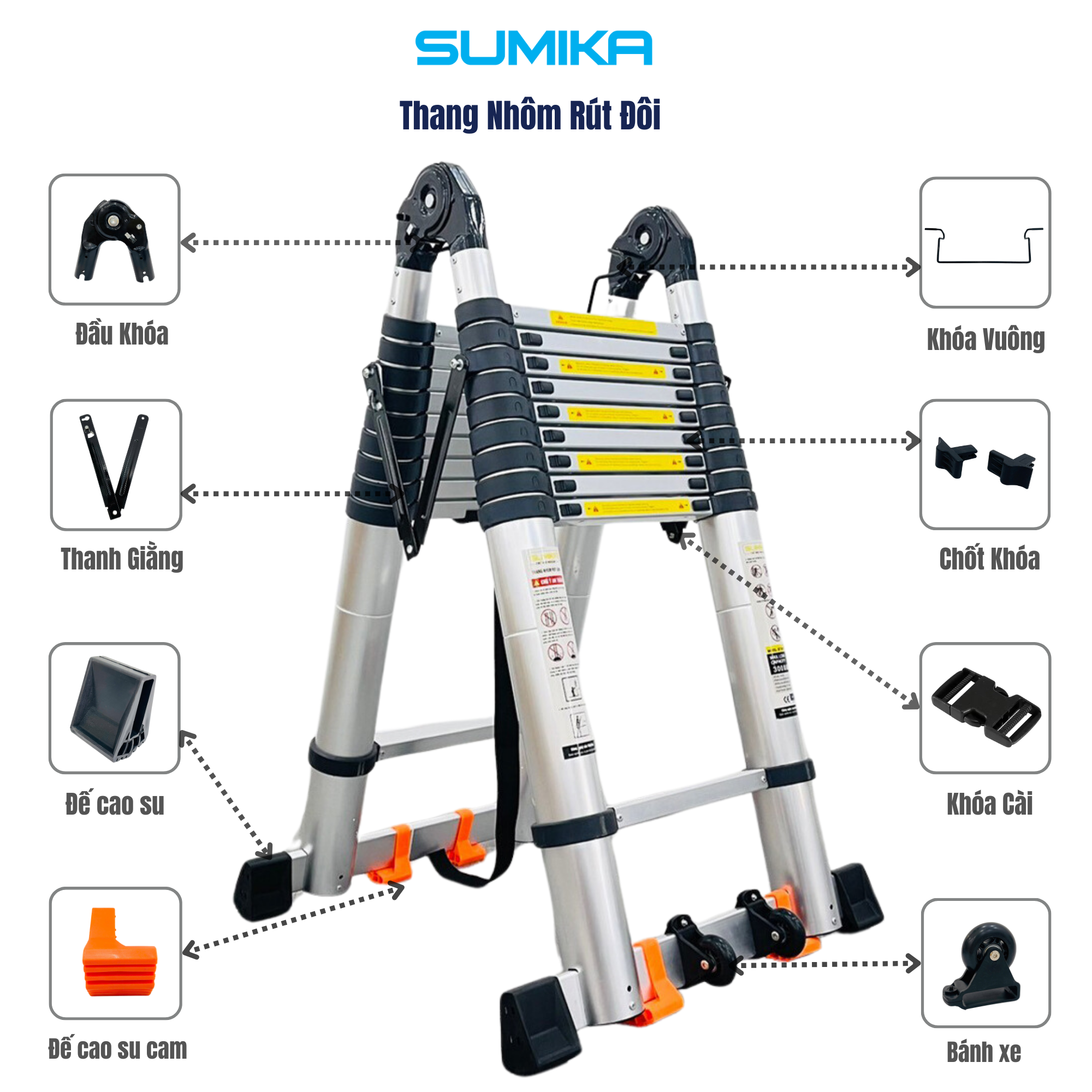 Thang Nh&ocirc;m R&uacute;t Chữ A SUMIKA SK760D NEW