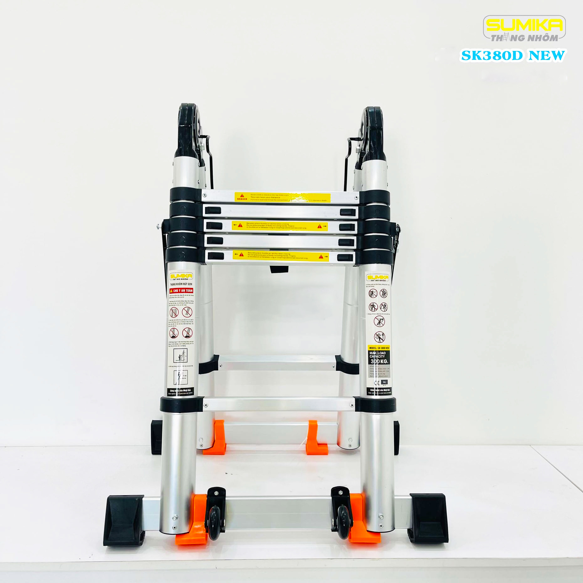 Thang Nhôm Rút Đôi Chữ A/I SUMIKA SK 380D NEW - Rút Tự Khóa 3.8m, Tải 300kg