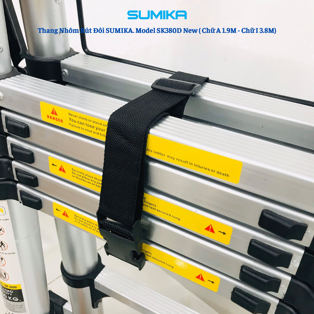 Thang Nhôm Rút Đôi Chữ A/I SUMIKA SK 380D NEW - Rút Tự Khóa 3.8m, Tải 300kg