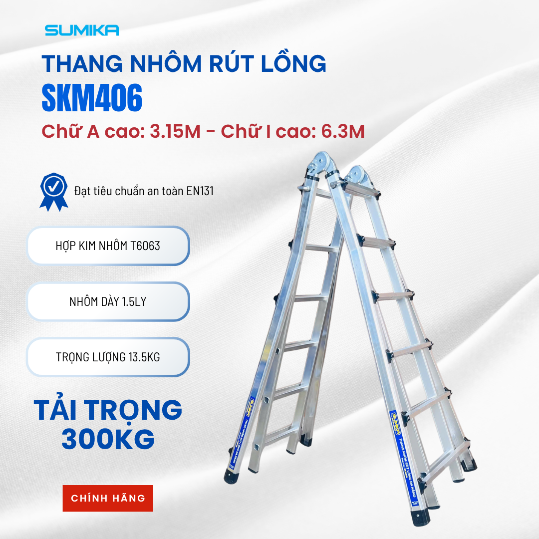 Thang Nhôm Rút Lồng Chữ A SUMIKA SKM406 A