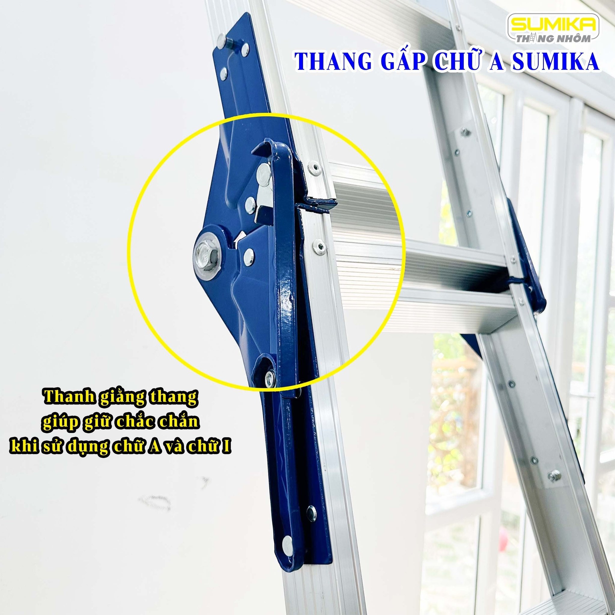 Thang Nhôm Xếp Chữ A Sumika SKD505 - 5x2 Bậc, Duỗi 2.96m, Chịu Tải 150kg, Trọng Lượng 5.8kg