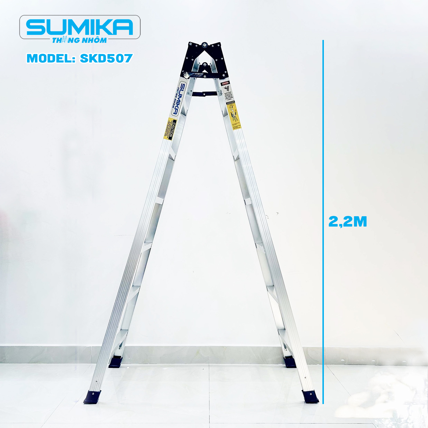 Thang Nhôm Xếp Chữ A Sumika SKD507 - Nhẹ Bền, Tải 150kg, Cao Duỗi 4.1m
