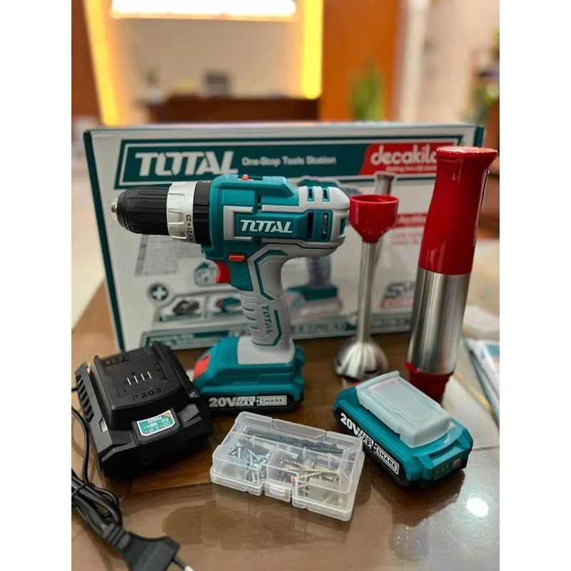 BỘ COMBO MÁY KHOAN BÚA TOTAL VÀ MÁY XAY CẦM TAY DÙNG PIN 20V CHÍNH HÃNG MODEL: TOSLI22112